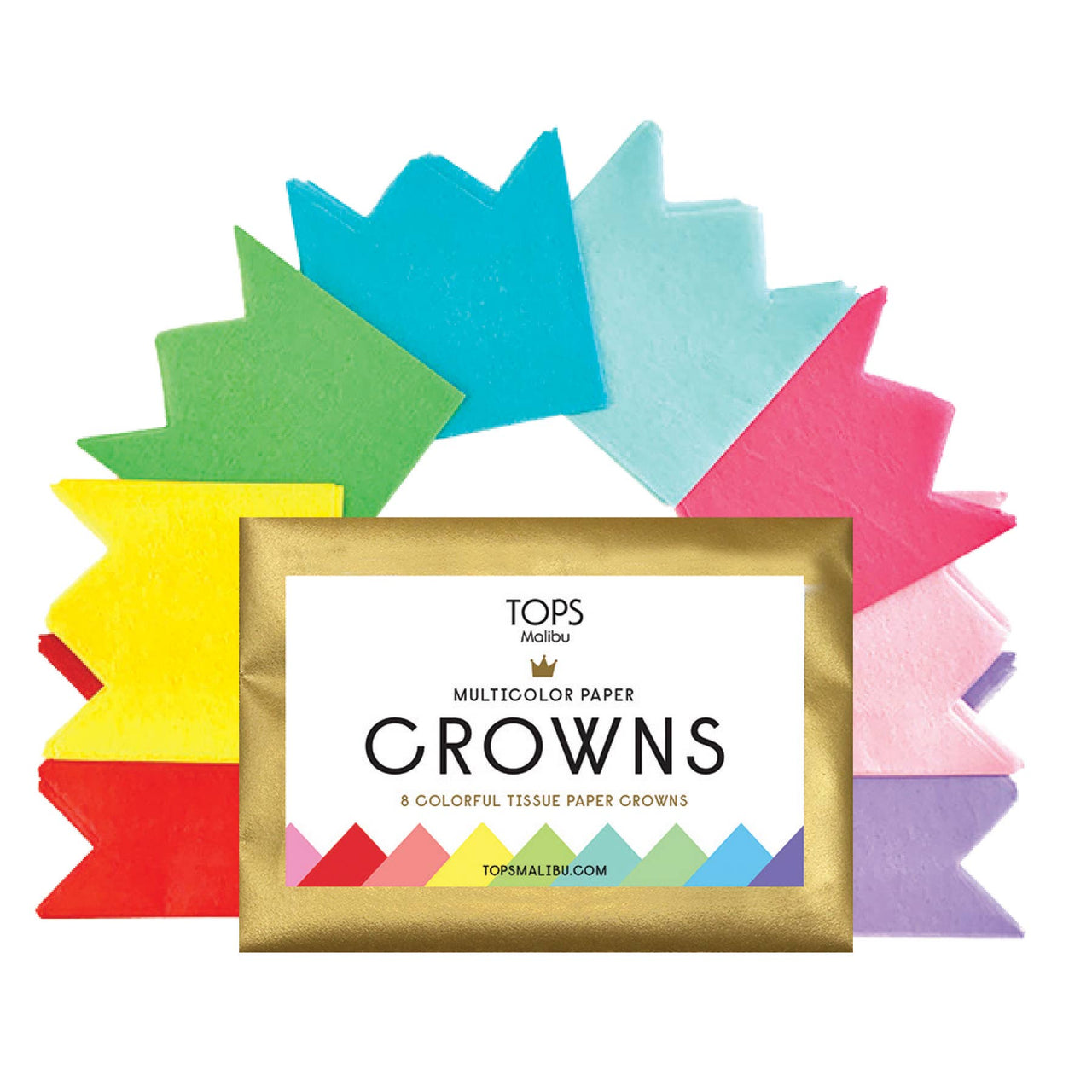 Multi-Color Tissue Paper Crowns - Set of 8