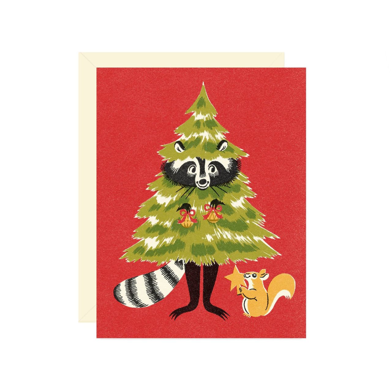 Raccoon Decorating Christmas