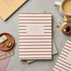 Vol 55: Red Burgundy Stripe Lay Flat Notebook - Ruled