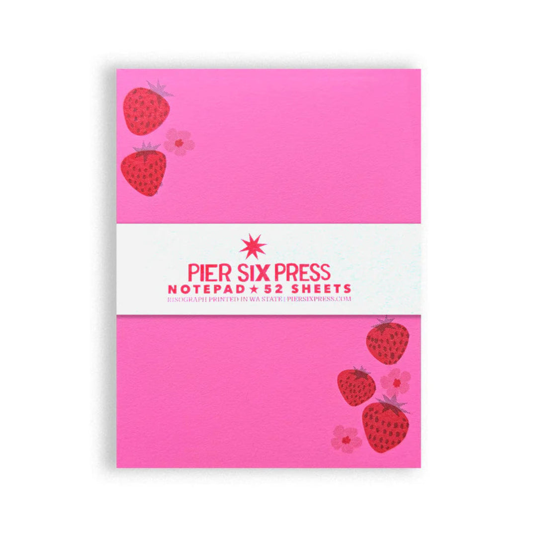 Sweet Strawberry Risograph 'Little Jotter' Notepad