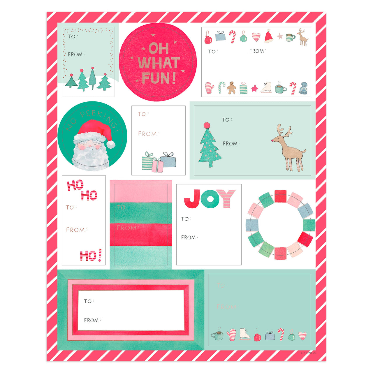 Merry Motif Gift Labels Sticker Sheets