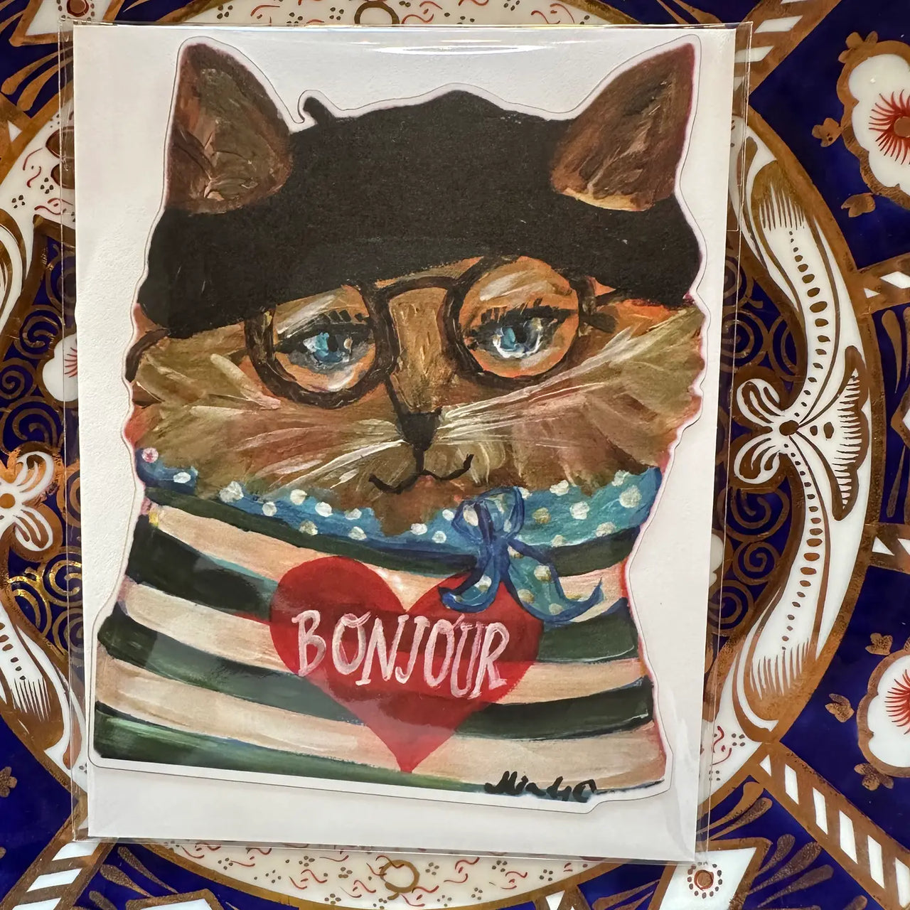Bonjour Chat Die Cut Card